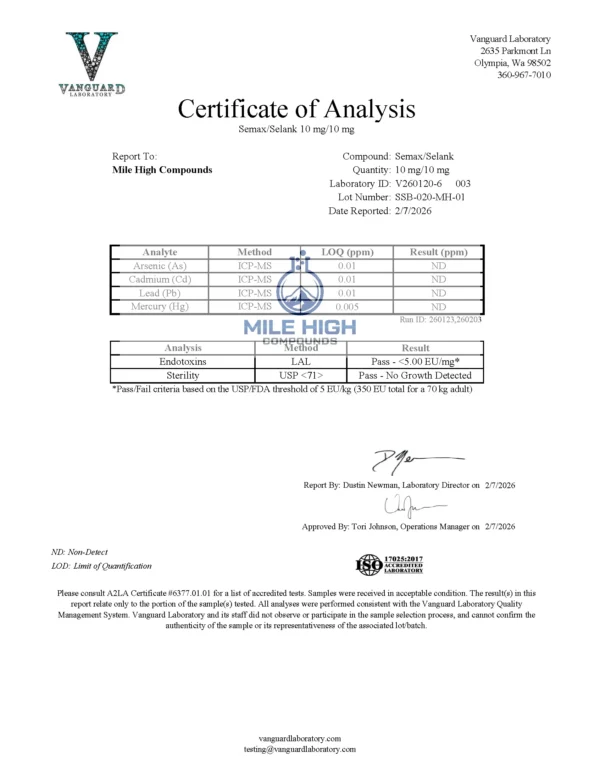 Neuromodulation and focus peptide research vial Semax/Selank Blend